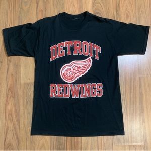 Vintage NHL Hockey Detroit Red Wings Logo Graphic Tee Men’s XL Black Tee